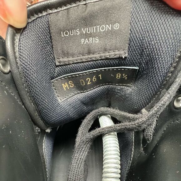 Louis Vuitton Trainer Sneaker Rivoli Boot High Top US 8.5 Mens Monogram Eclipse - Picture 9 of 11